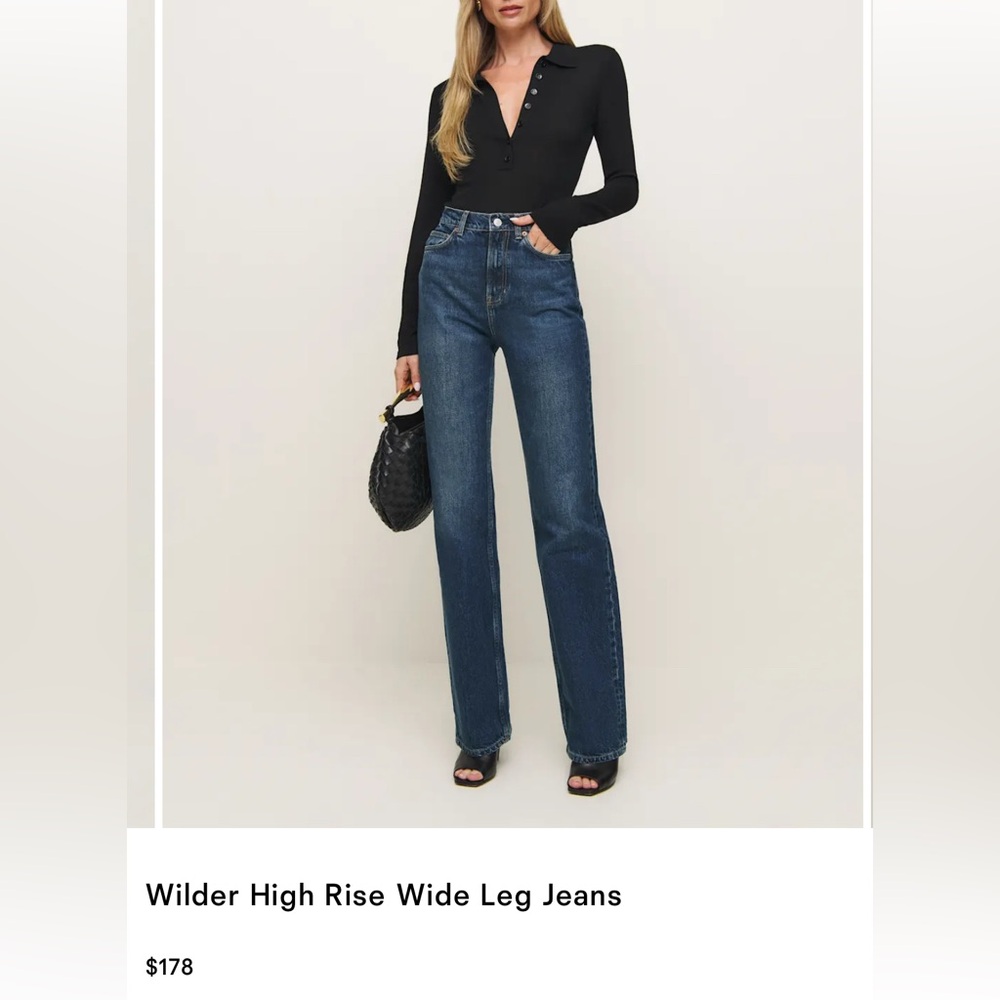 Reformation Dark Blue Flare & Wide Leg Jeans